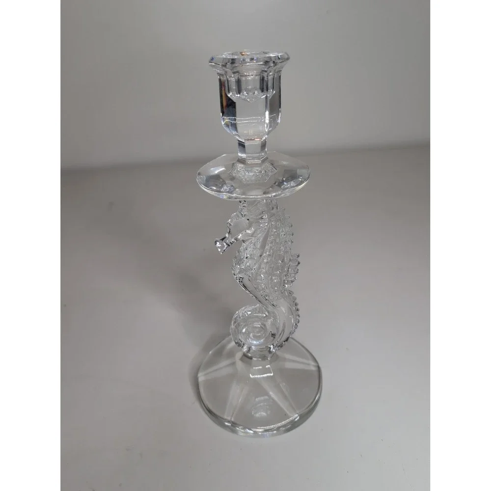 Fine Waterford Crystal Seahorse Candlestick Holder 11.5
